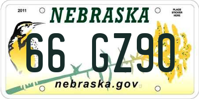 NE license plate 66GZ90