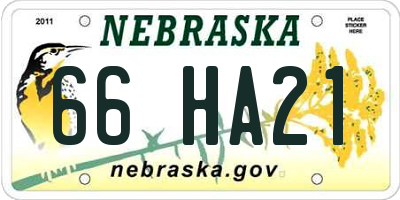 NE license plate 66HA21