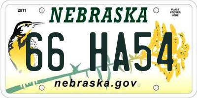 NE license plate 66HA54