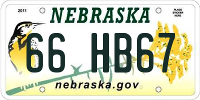 NE license plate 66HB67