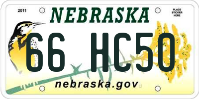 NE license plate 66HC50