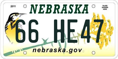 NE license plate 66HE47