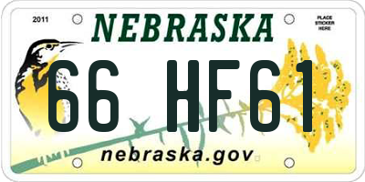 NE license plate 66HF61