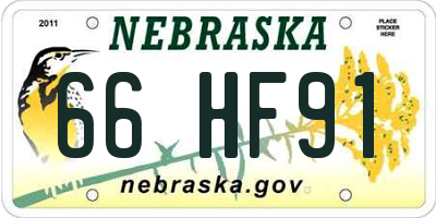 NE license plate 66HF91