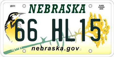 NE license plate 66HL15