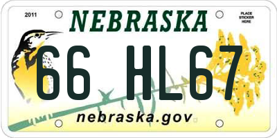 NE license plate 66HL67