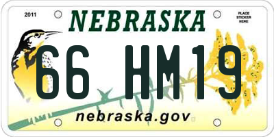 NE license plate 66HM19