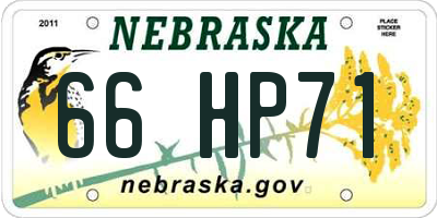 NE license plate 66HP71