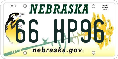 NE license plate 66HP96