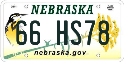 NE license plate 66HS78