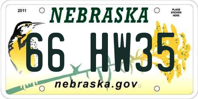 NE license plate 66HW35
