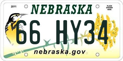 NE license plate 66HY34