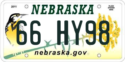 NE license plate 66HY98