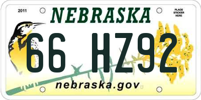NE license plate 66HZ92