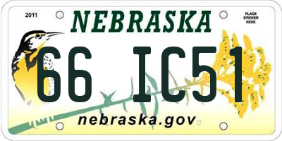 NE license plate 66IC51