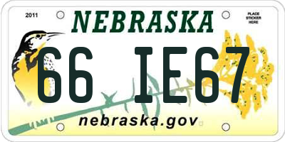 NE license plate 66IE67