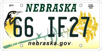 NE license plate 66IF27