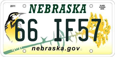 NE license plate 66IF57