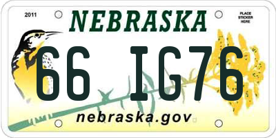 NE license plate 66IG76
