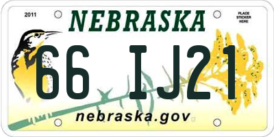 NE license plate 66IJ21