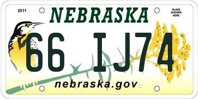 NE license plate 66IJ74