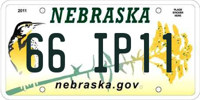 NE license plate 66IP11