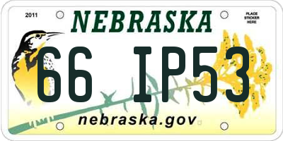 NE license plate 66IP53