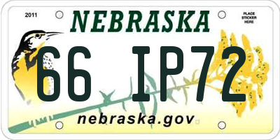 NE license plate 66IP72