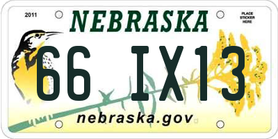 NE license plate 66IX13