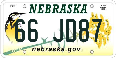 NE license plate 66JD87