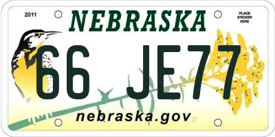 NE license plate 66JE77