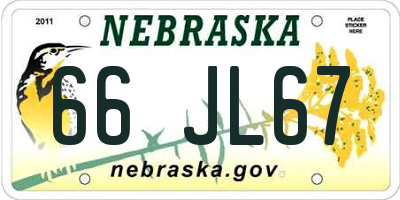 NE license plate 66JL67