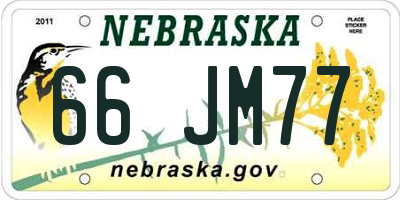 NE license plate 66JM77