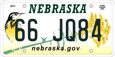NE license plate 66JQ84