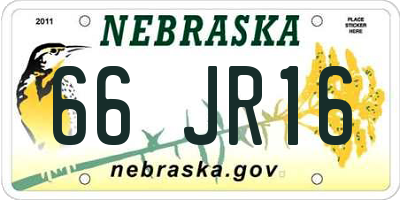 NE license plate 66JR16