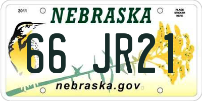 NE license plate 66JR21