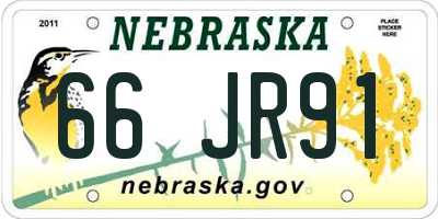 NE license plate 66JR91