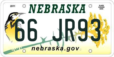 NE license plate 66JR93