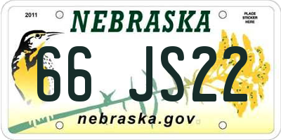 NE license plate 66JS22