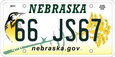 NE license plate 66JS67