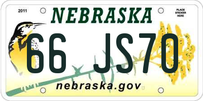 NE license plate 66JS70