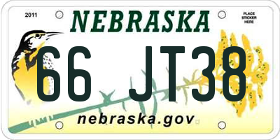 NE license plate 66JT38