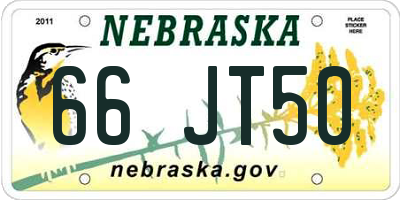 NE license plate 66JT50