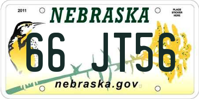 NE license plate 66JT56