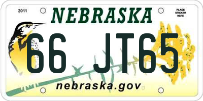 NE license plate 66JT65