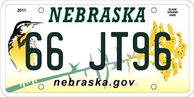 NE license plate 66JT96