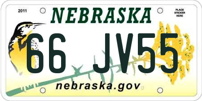 NE license plate 66JV55
