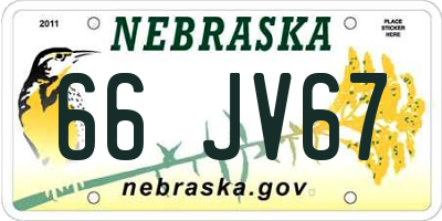 NE license plate 66JV67