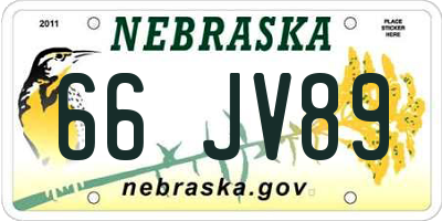 NE license plate 66JV89