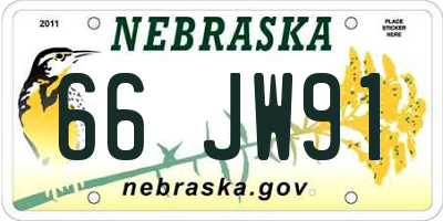 NE license plate 66JW91